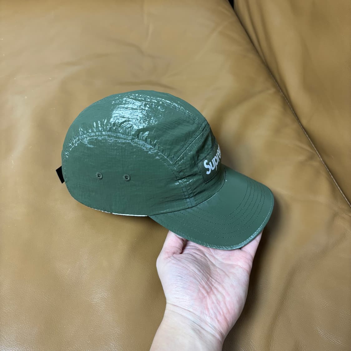 슈프림 캠프캡 모자 박스로고 글로스 립스탑 카키 상품이미지3