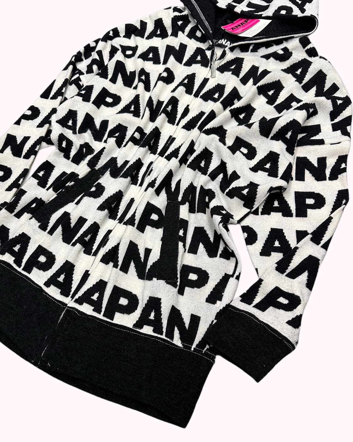 logo pattern knit hood zip-up 상품이미지3