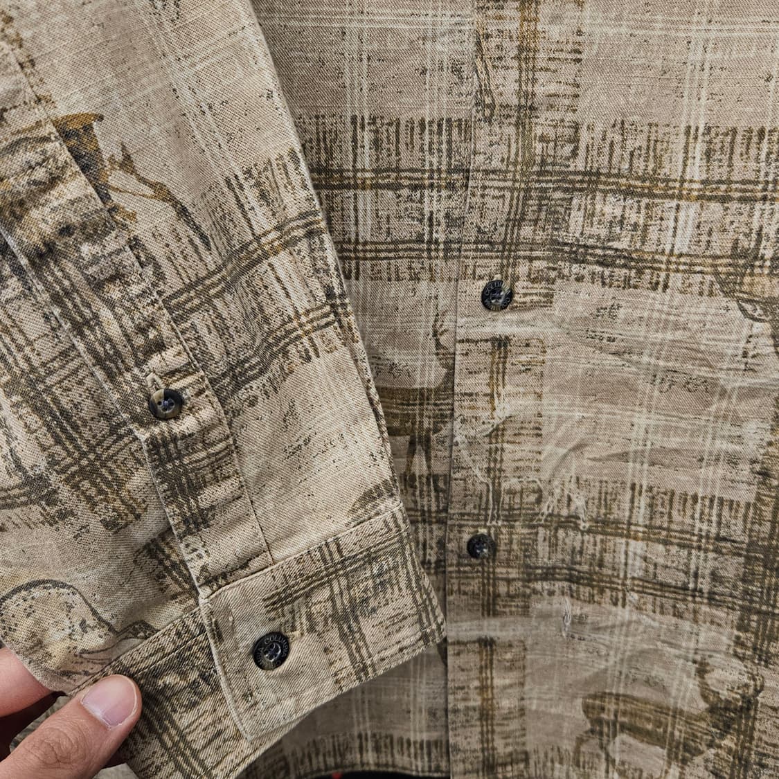 90s 콜롬비아 애니멀 실루엣 아웃도어 헌팅 리버 로지 셔츠 N1128 상품이미지4