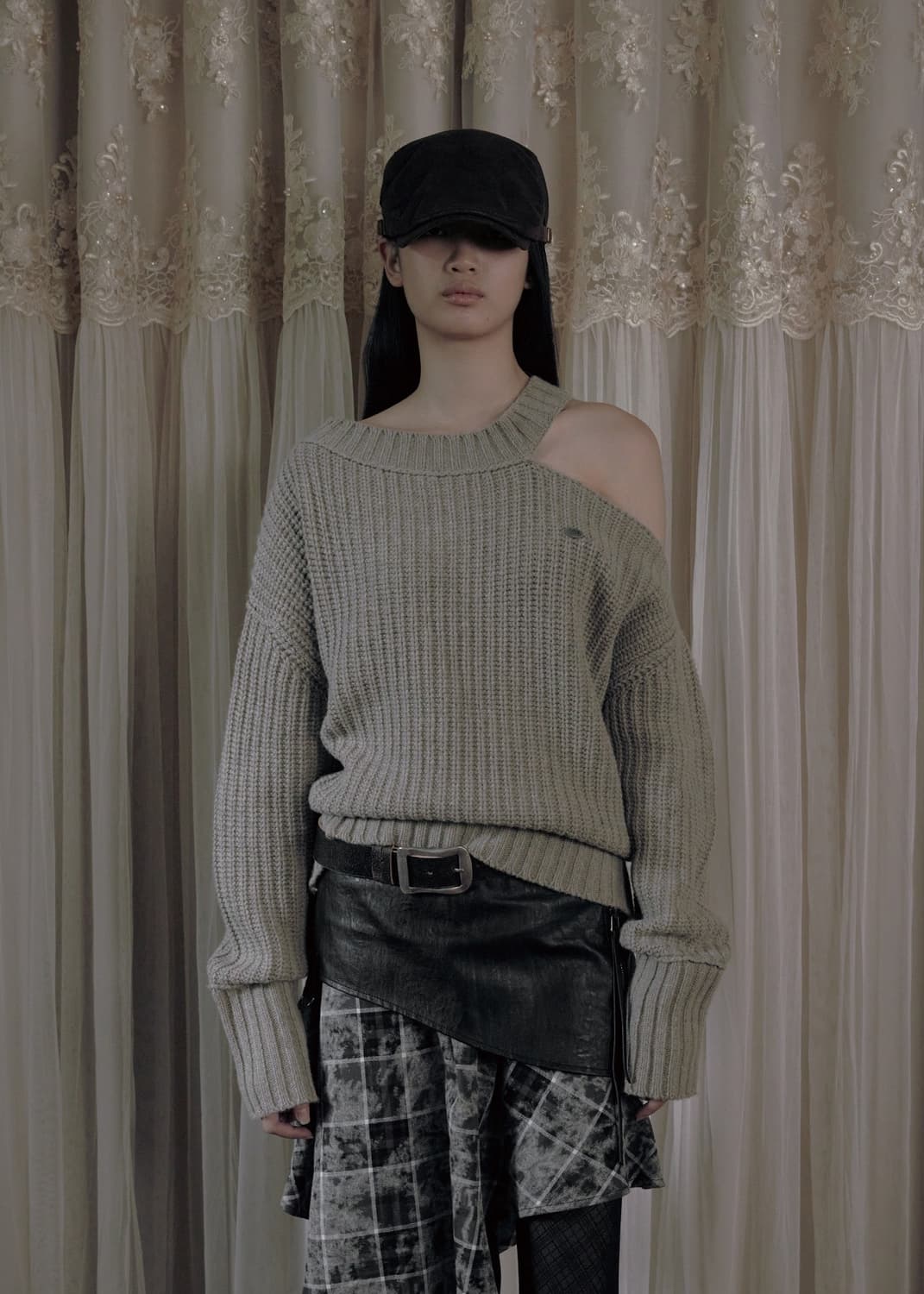 보헤미안 서울 체크 레이어드 언발 플레어 스커트 2 상품이미지4