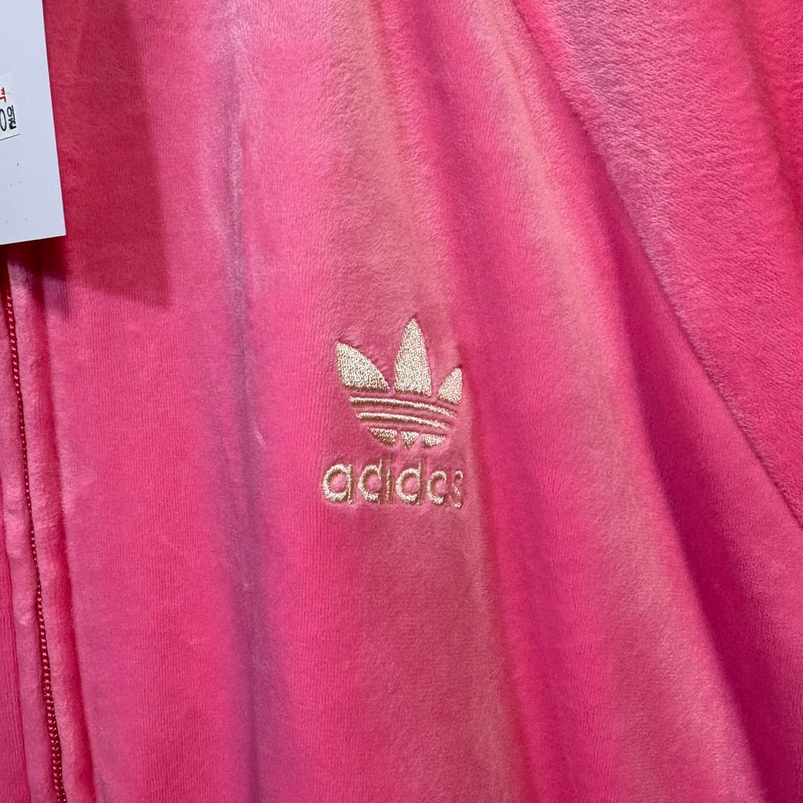 [XL] ADIDAS 아디다스 핑크 벨벳 크롭 져지 상품이미지2