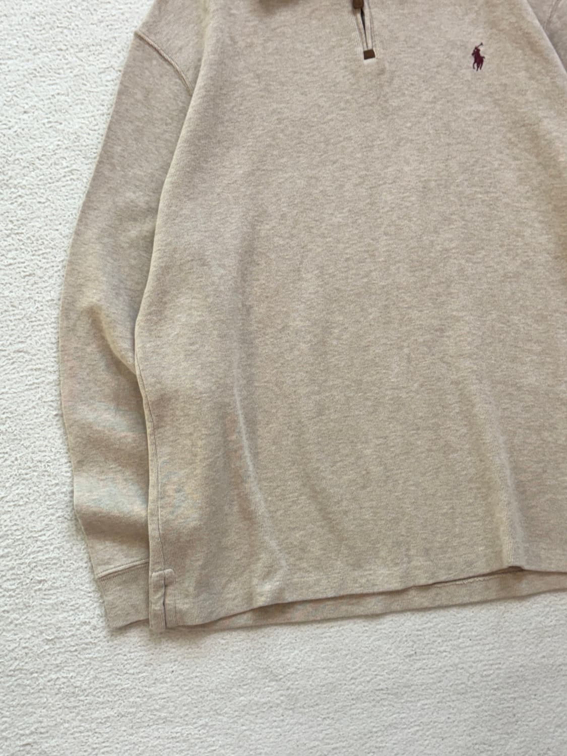 QR 신형 폴로 오트밀 반집업니트 상품이미지3