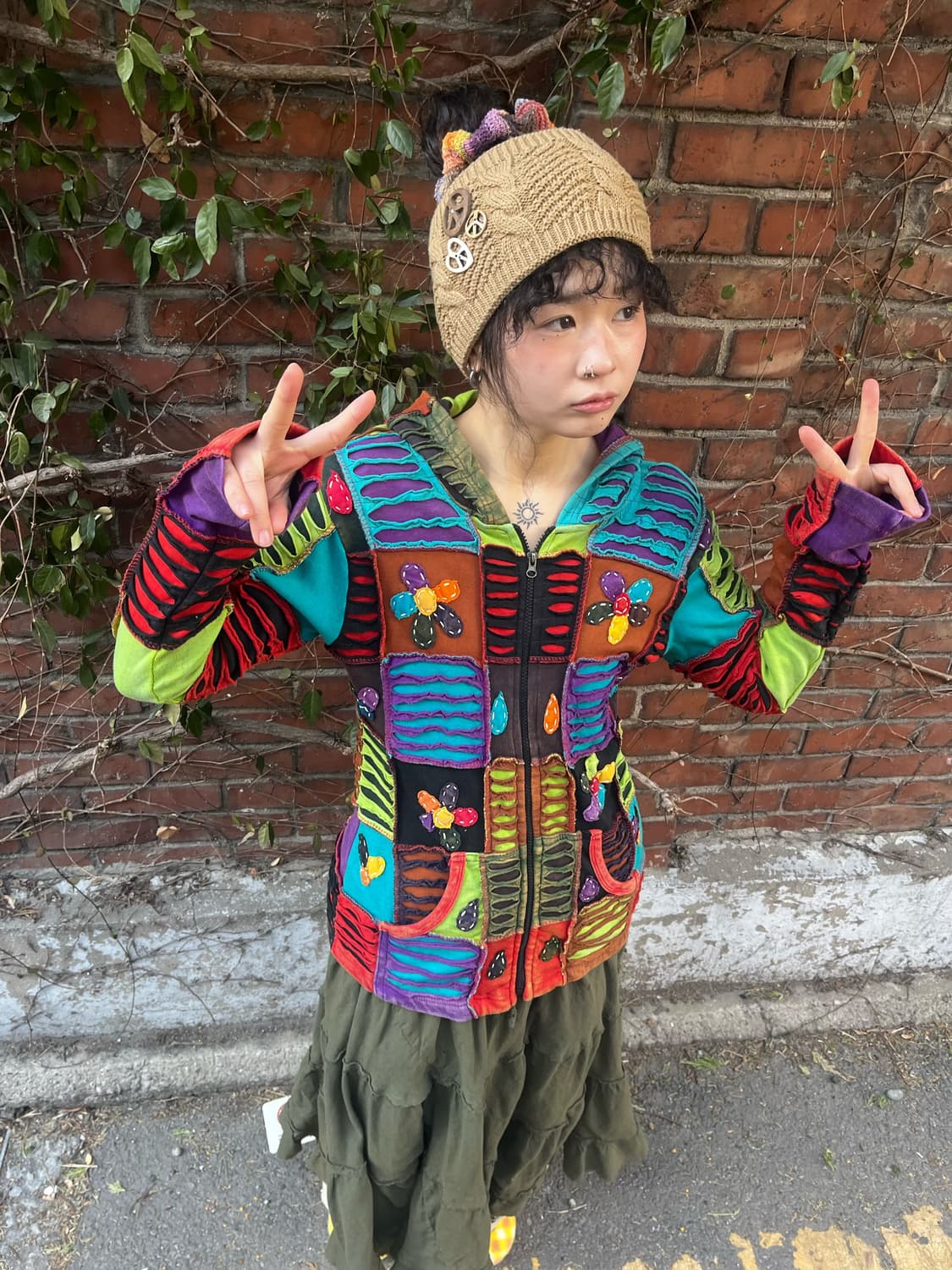 히피 패치워크 후드 집업 상품이미지2