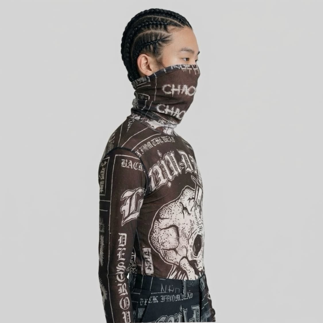 루단 2026 마스크 타투 프린팅 매쉬 롱슬리브 상품이미지3