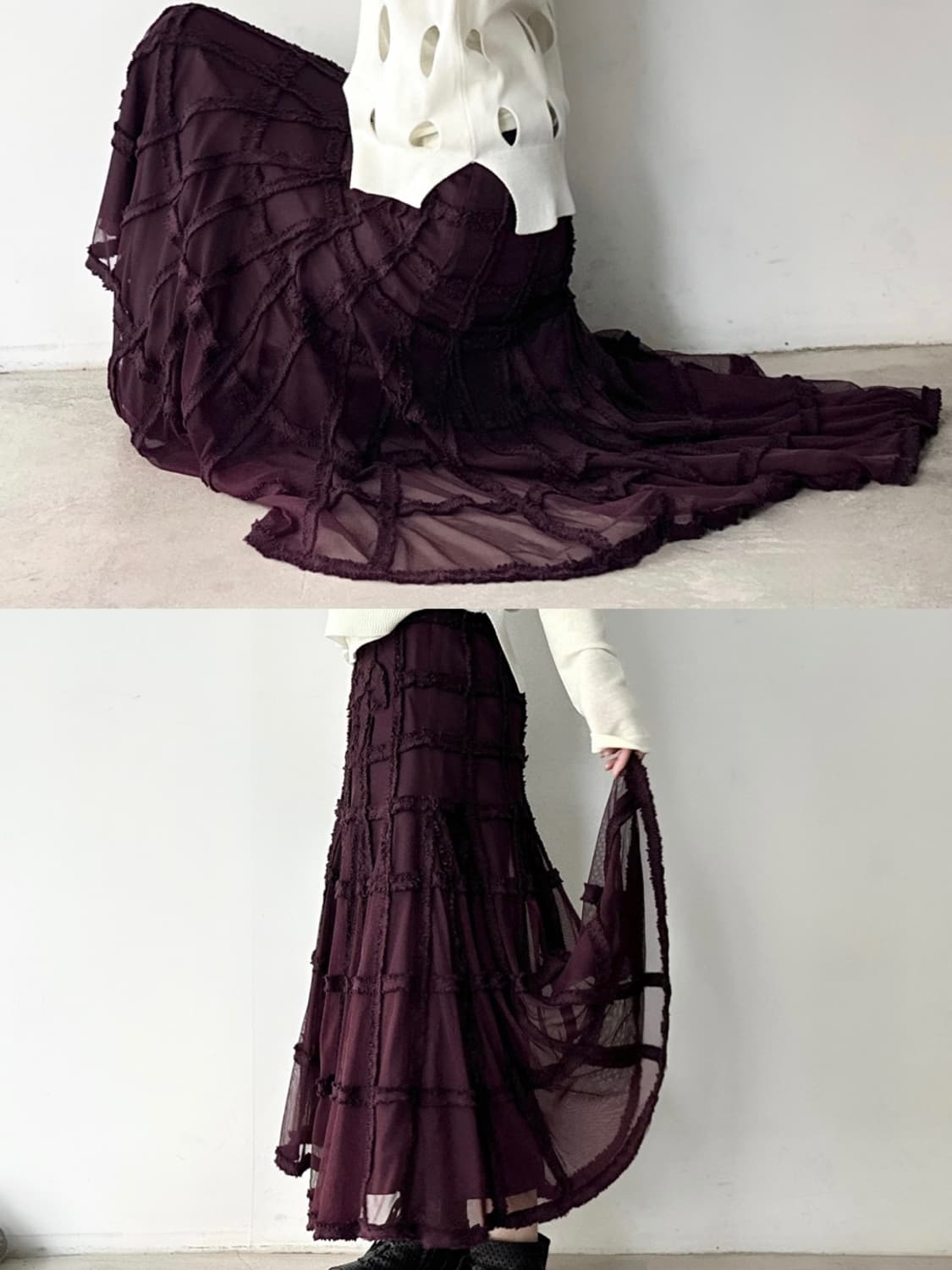 Black rose trade embroidery long skirt 상품이미지5