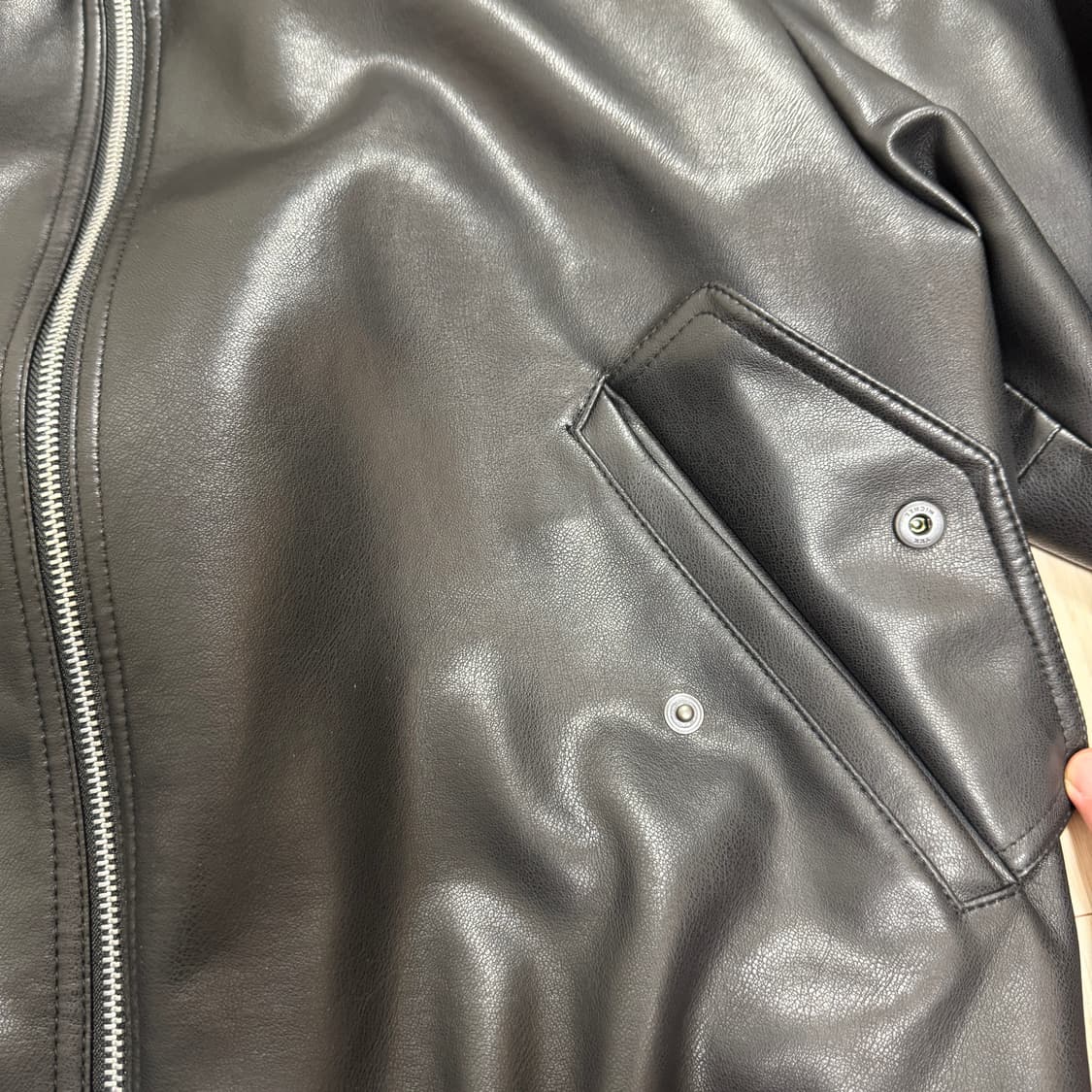 도프제이슨 오버핏 비건레더 보머 가죽자켓(L) 상품이미지4