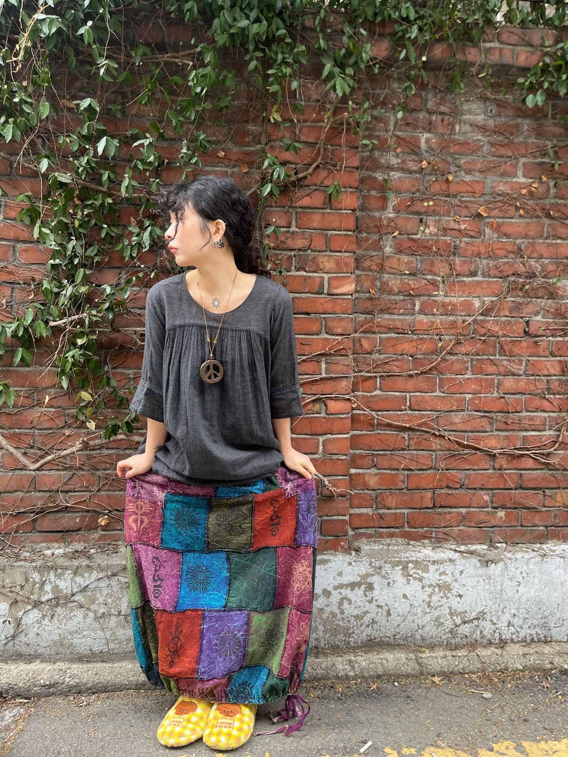 히피 패턴 패치워크 벌룬스커트 상품이미지1