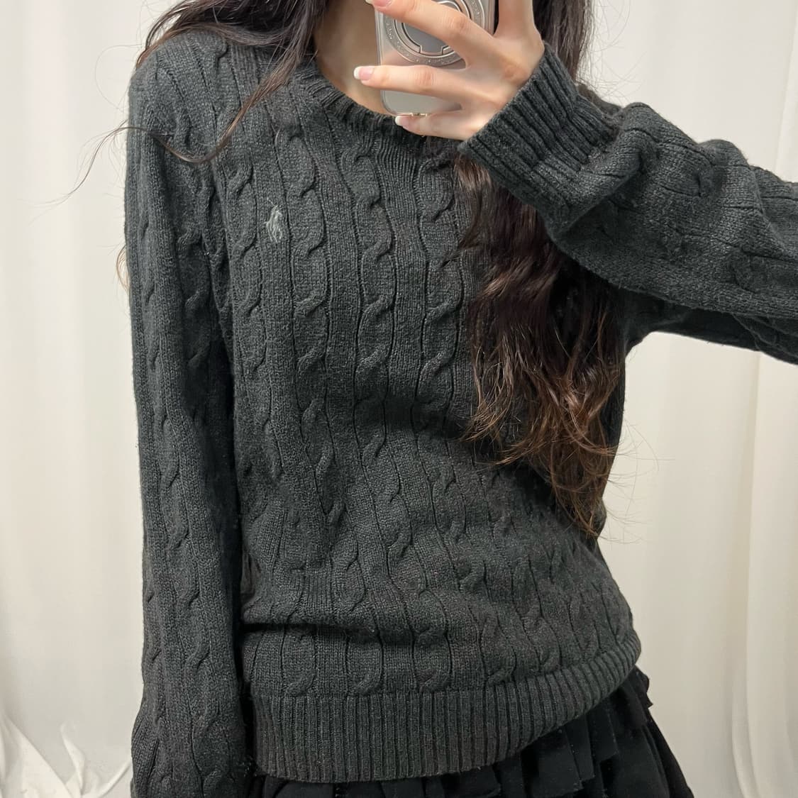 Polo charcoal cable knit 상품이미지3