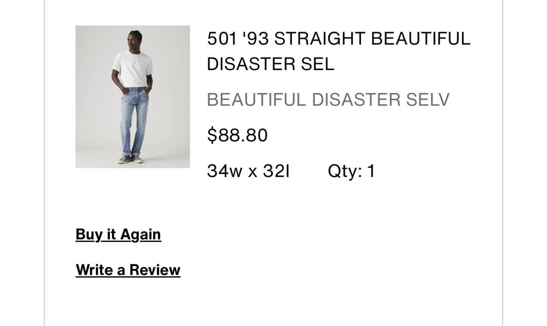 리바이스 501 셀비지 데님 '93 스트레이트핏 뷰티풀 디사스터 상품이미지7