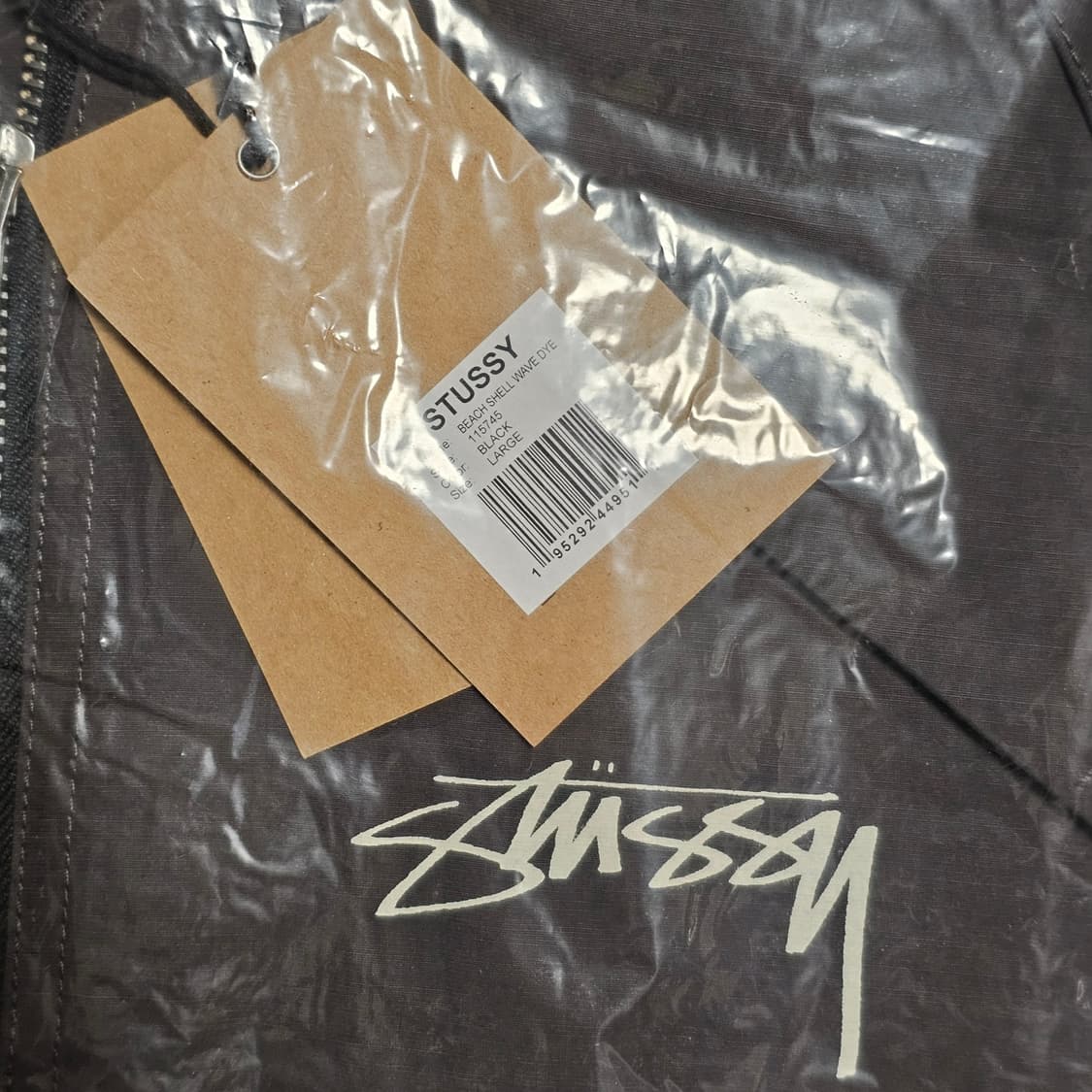 L 미개봉) 스투시 웨이브 다이 비치 쉘 자켓 블랙 115745 새제품 상품이미지4