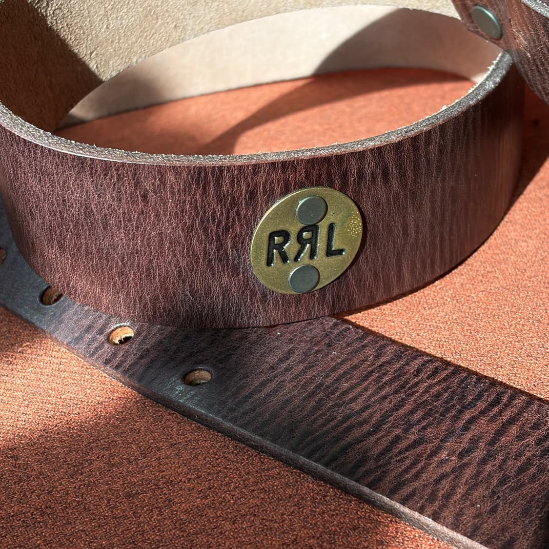 RRL / 더블알엘 엠보스드 로고 빈티지 버팔로 소가죽 벨트 상품이미지4