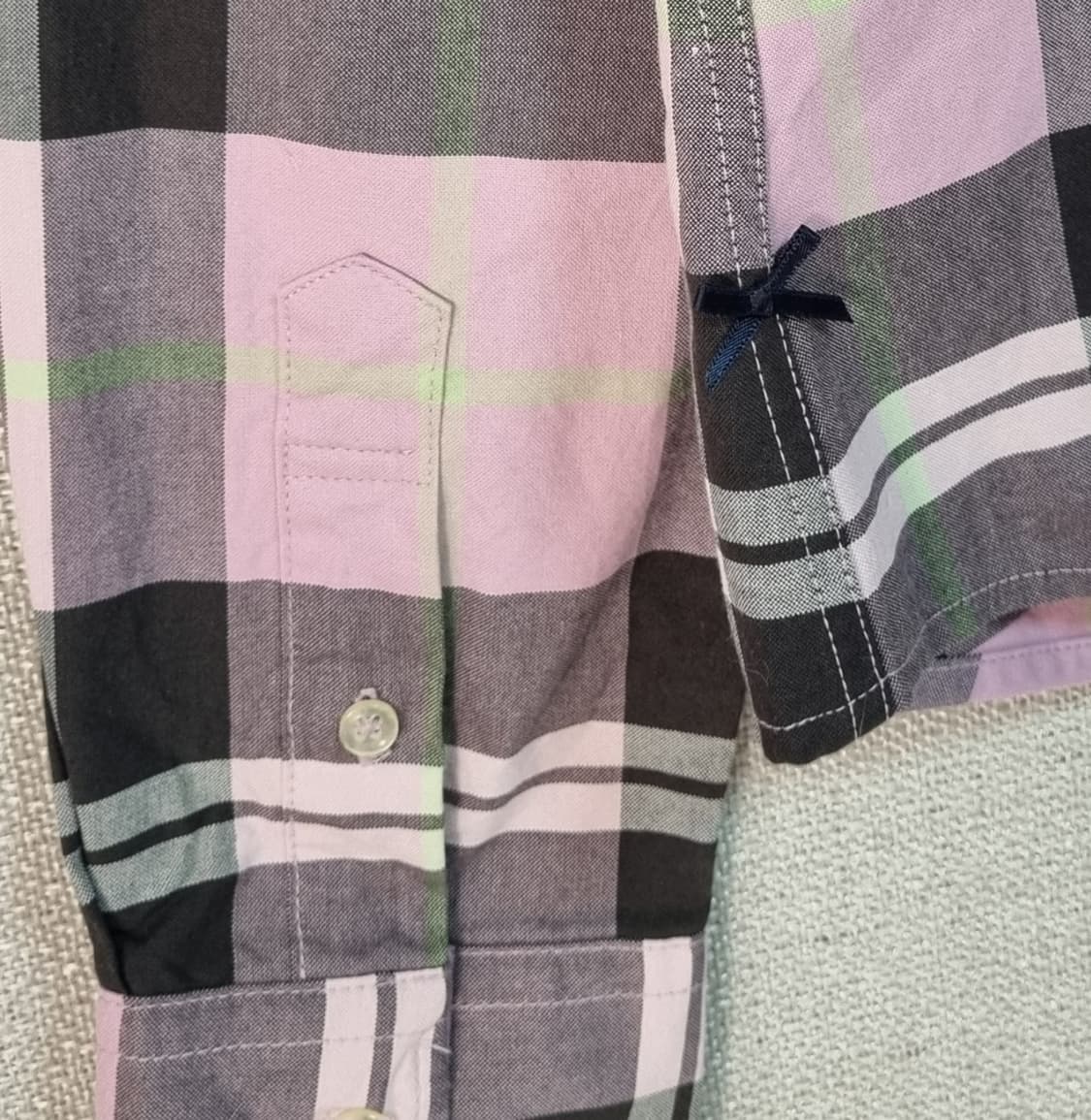 S ) 티니위니 핑크 곰돌이 체크셔츠 상품이미지4