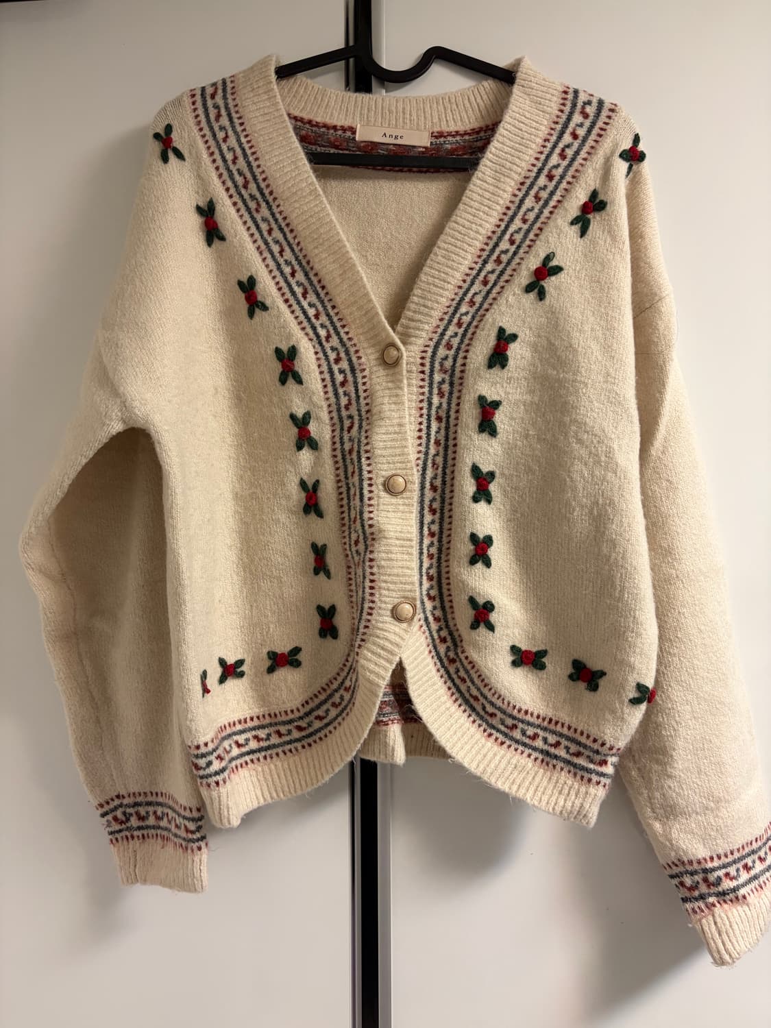 앙즈 자수 아이보리 빈티지 가디건 상품이미지1