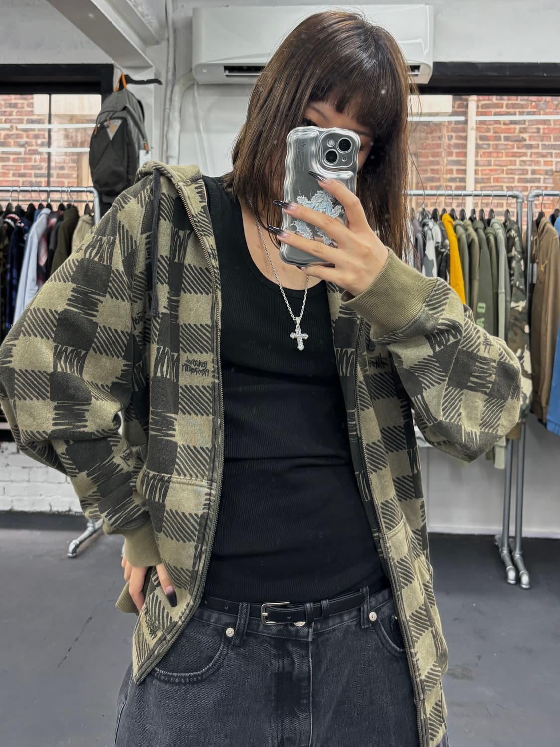 스투시 체크패턴 후드집업 상품이미지1