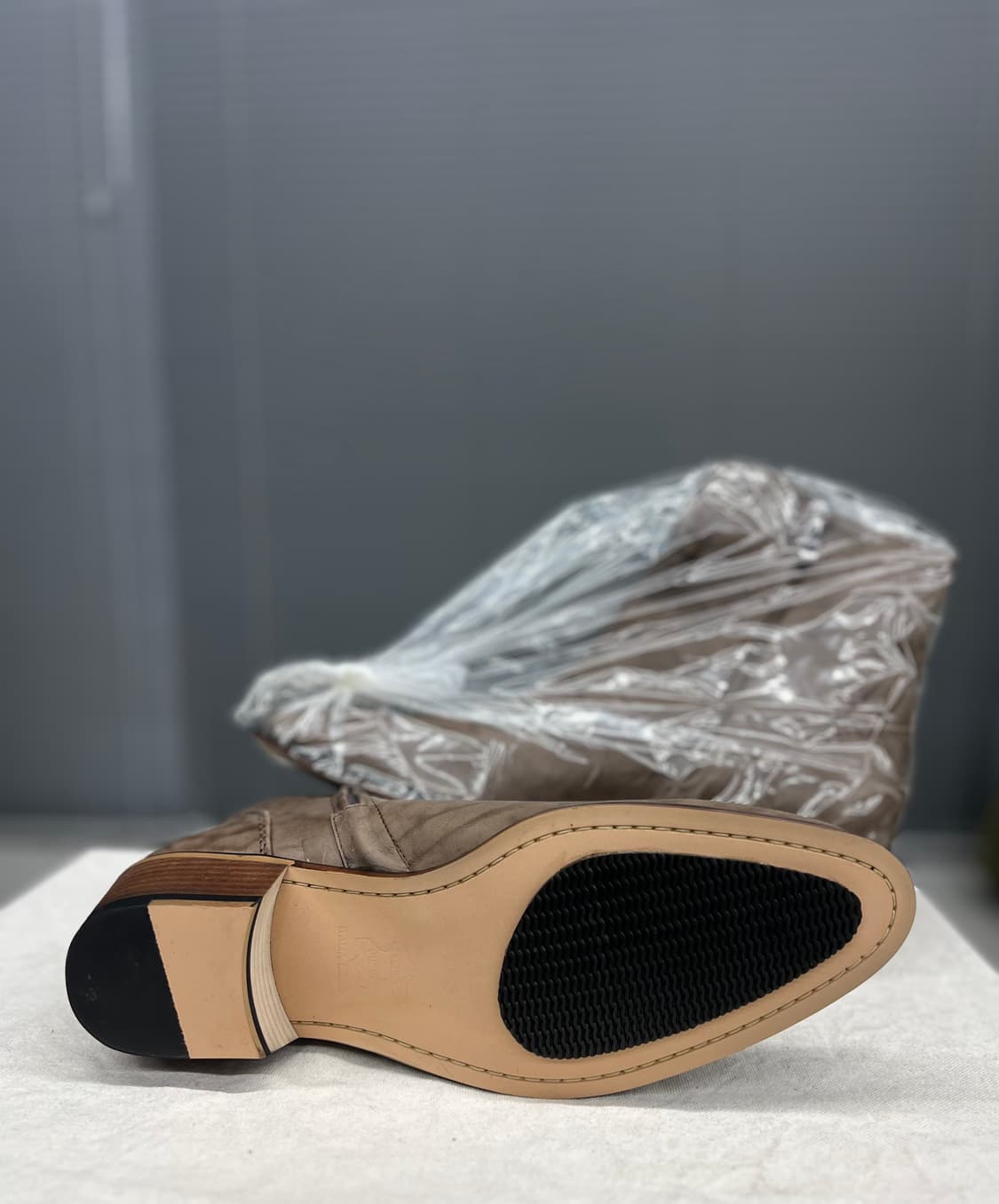 빈티지 텍스처 브라운 가죽 앵글부츠 상품이미지8