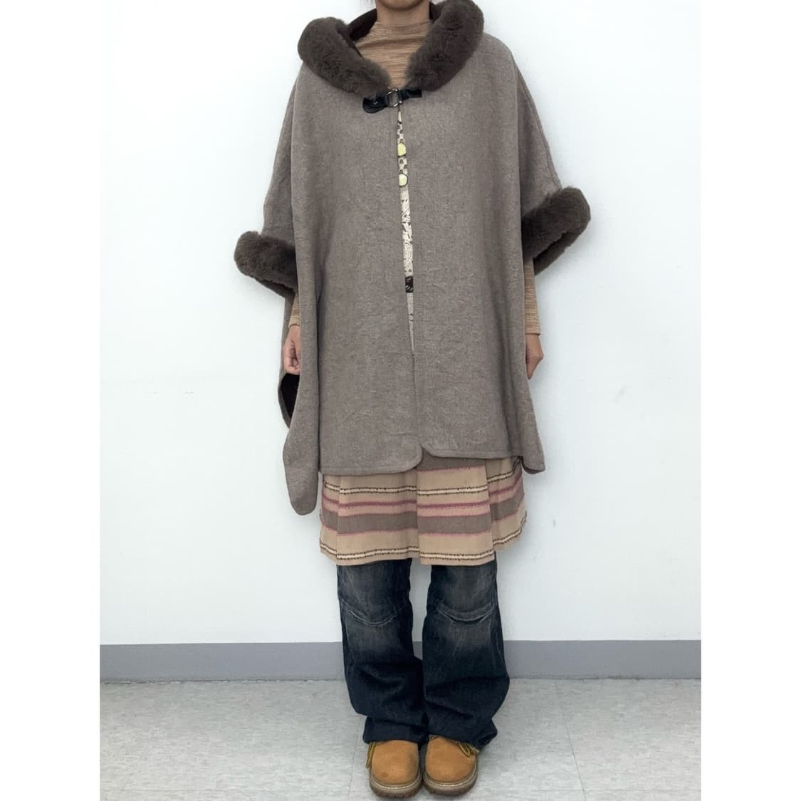 빈티지 브라운 케이프 망토 판쵸 상품이미지1