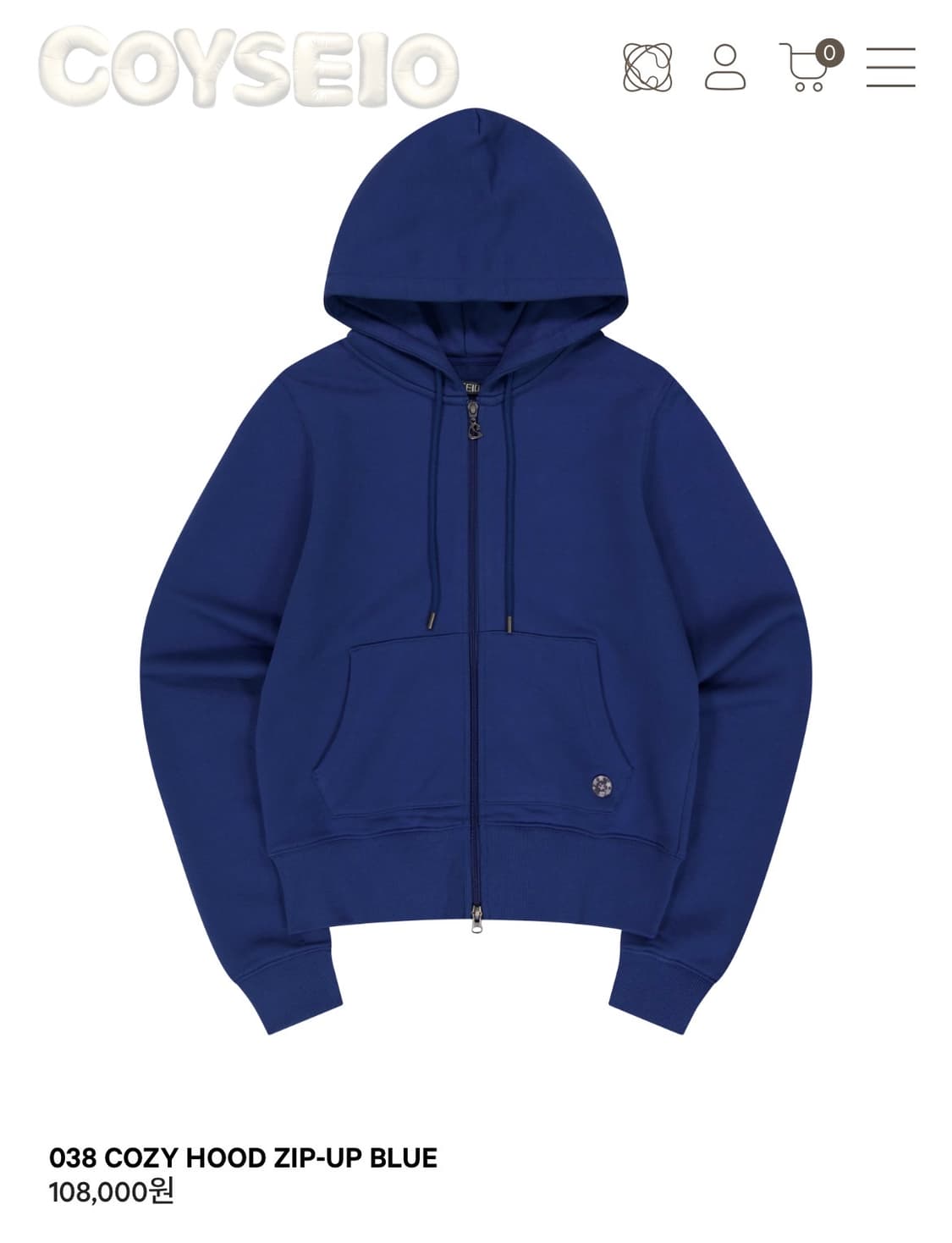 코이세이오 038 코지 후드집업 블루 상품이미지1