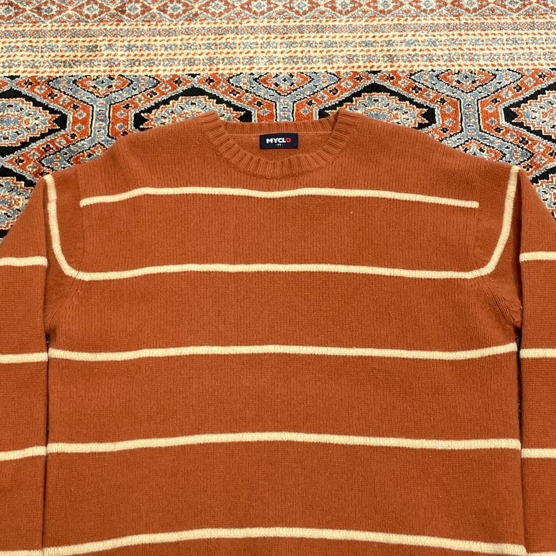 VTG 오렌지 스트라이프 울 혼방 니트 남성95 상품이미지2