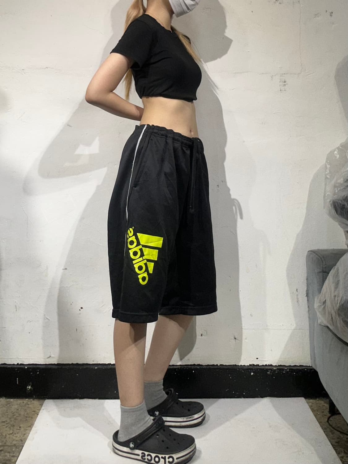아디다스 블랙 빅 로고 사이드 라인 반바지 버뮤다 팬츠 L 상품이미지1