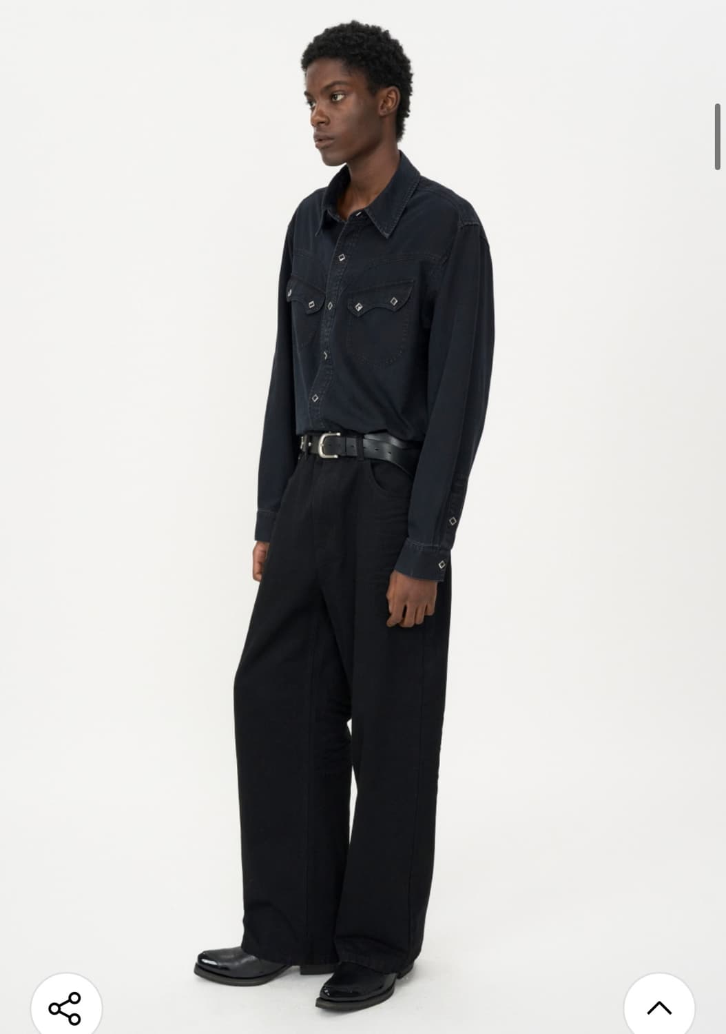 인사일런스 워시드 데님 웨스턴 셔츠 WASHED BLACK L사이즈 상품이미지2