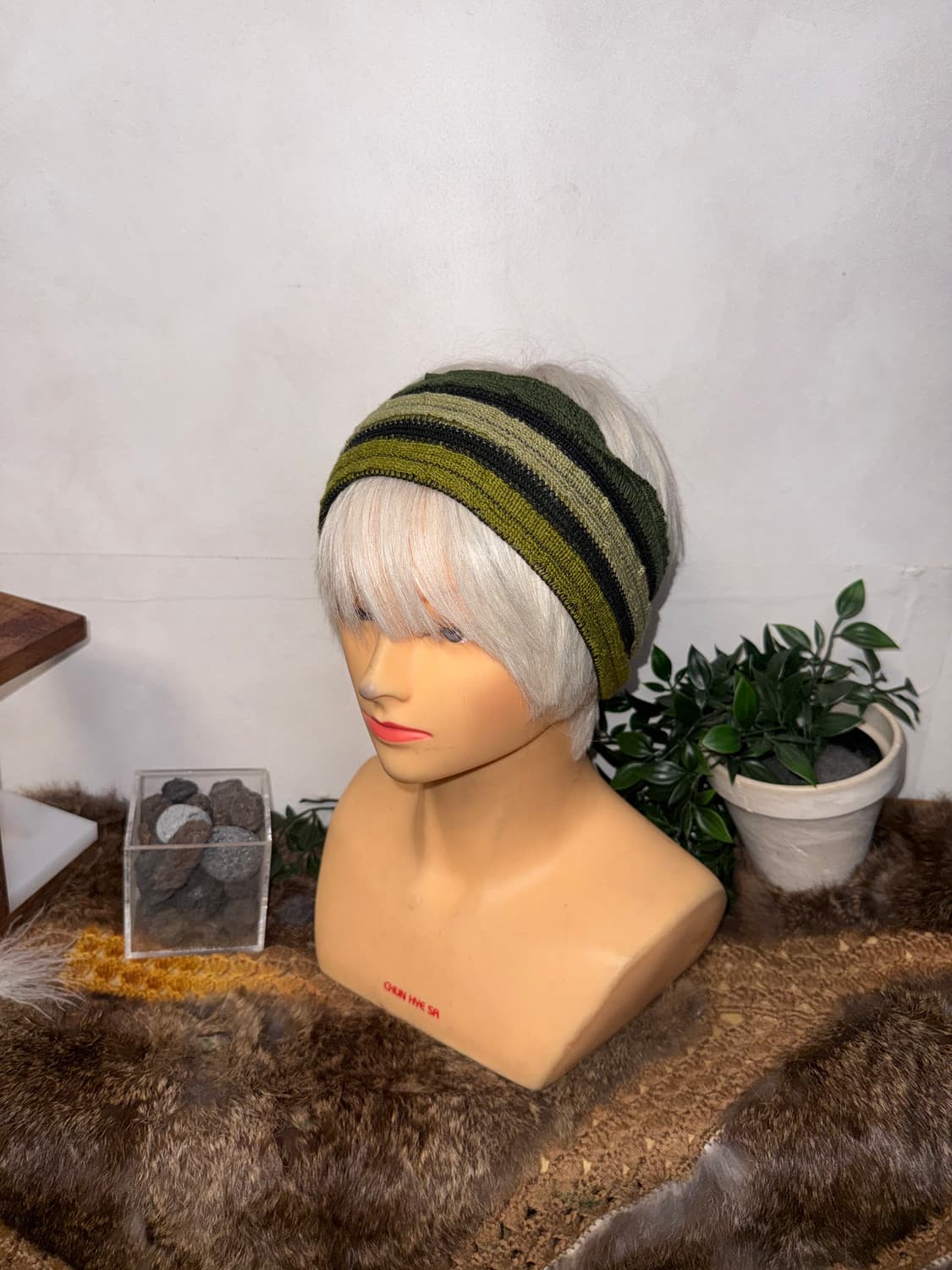 Khaki bohemian knit hair band  상품이미지1
