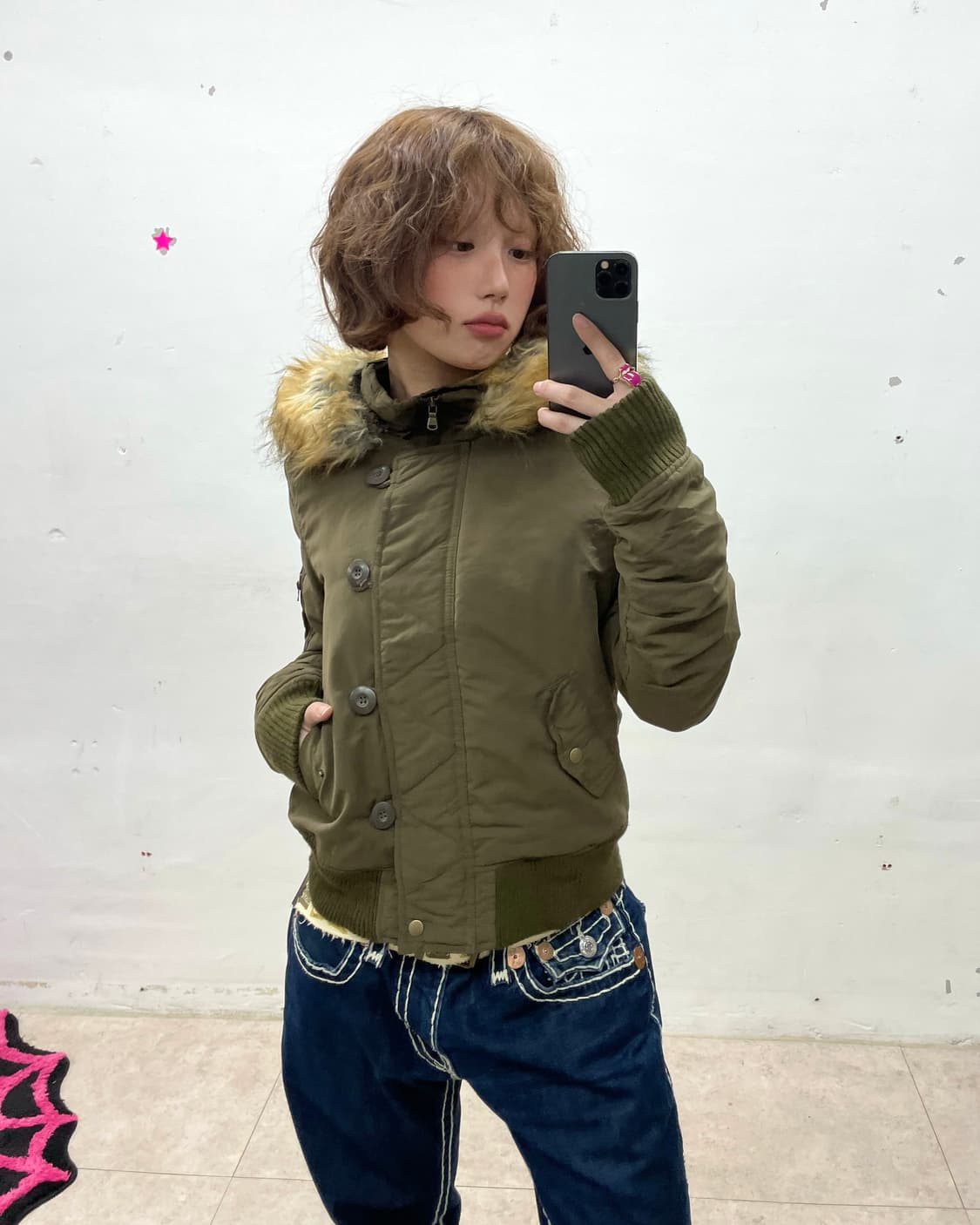 Shirring Khaki Cropped Padded Jacket  상품이미지1