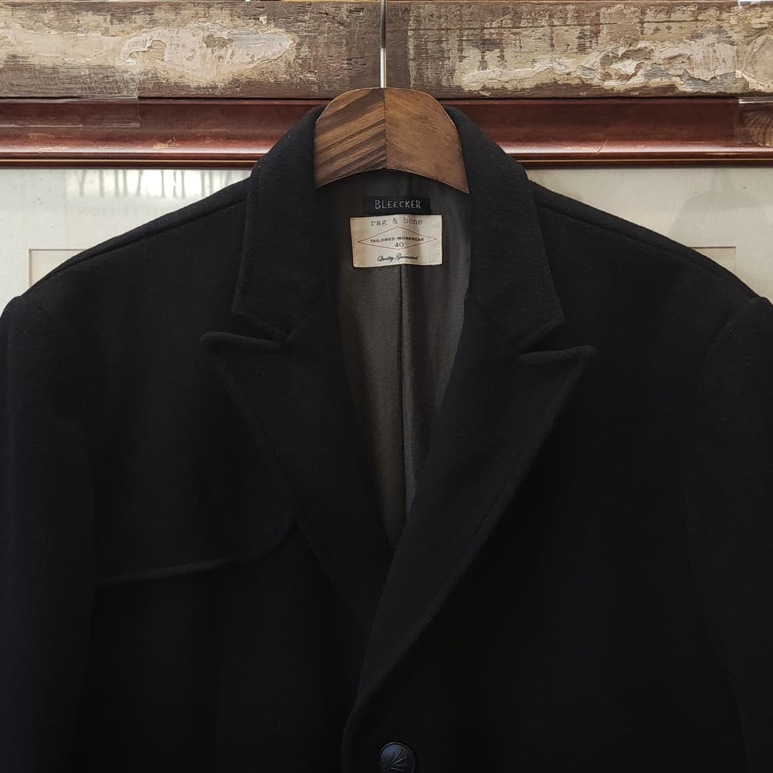 랙앤본 울 싱글 코트 밀리터리 블랙 슬림핏 코트 40 상품이미지4