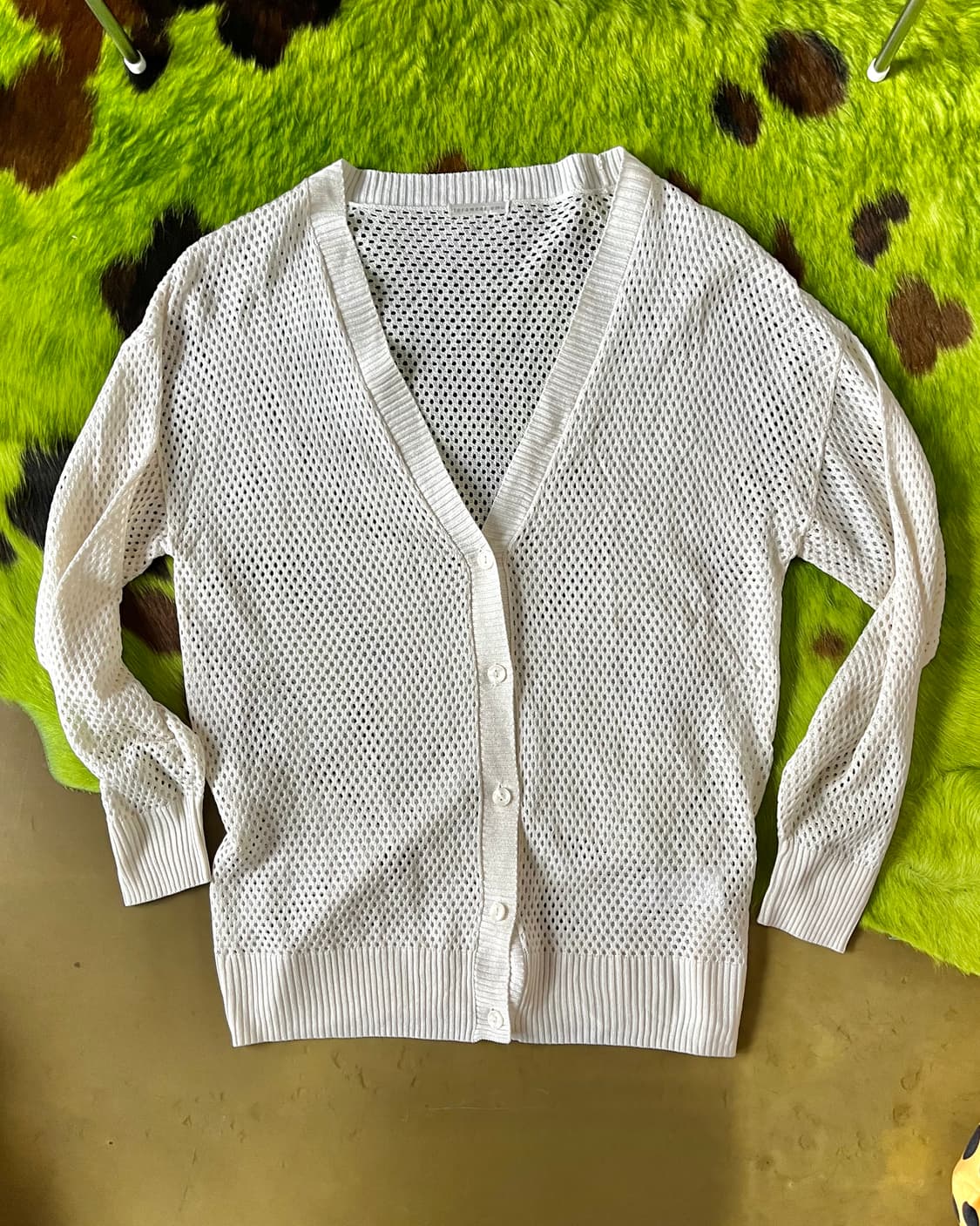 Terawear Emu White Mesh Knit Cardigan 상품이미지3
