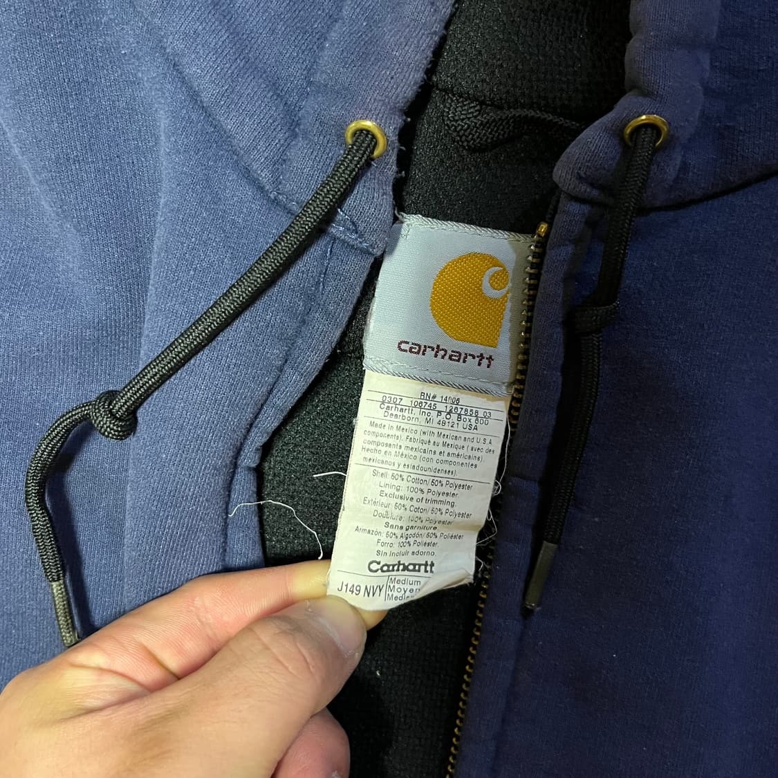[L] 00s 빈티지 칼하트 J149 써멀 후드집업 네이비 상품이미지2
