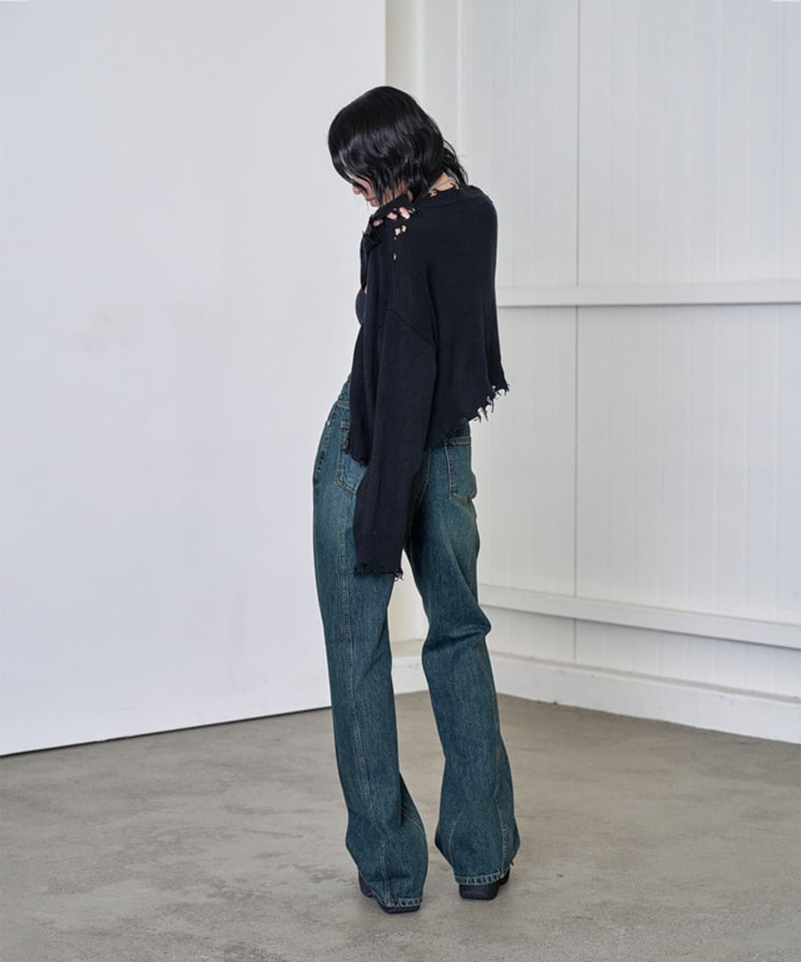 시에618 커브드 와이드 플레어 데님팬츠 m 상품이미지5