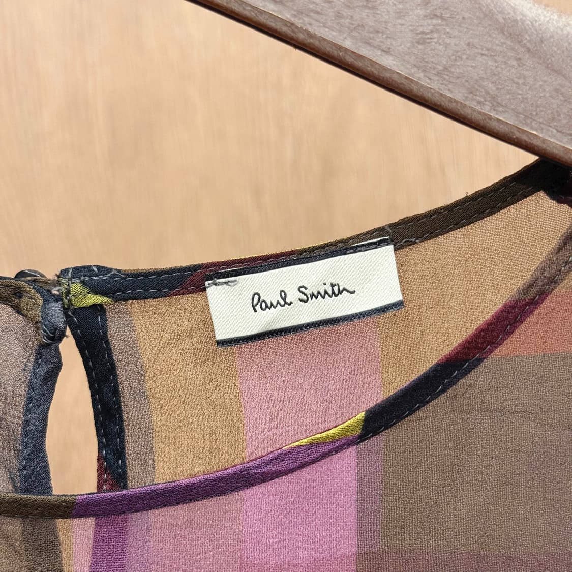 폴스미스 멀티 체크 시스루 퍼프소매 반팔 블라우스 티셔츠 상품이미지7