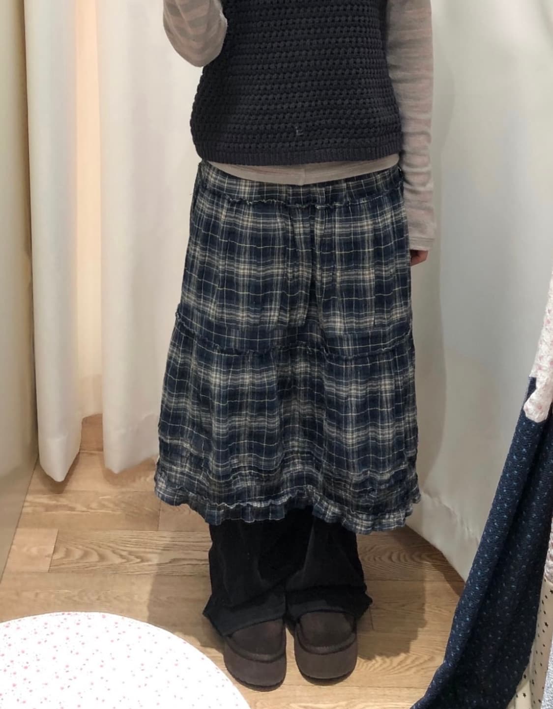 코이세이오 셔링 미디 스커트 체크 상품이미지5