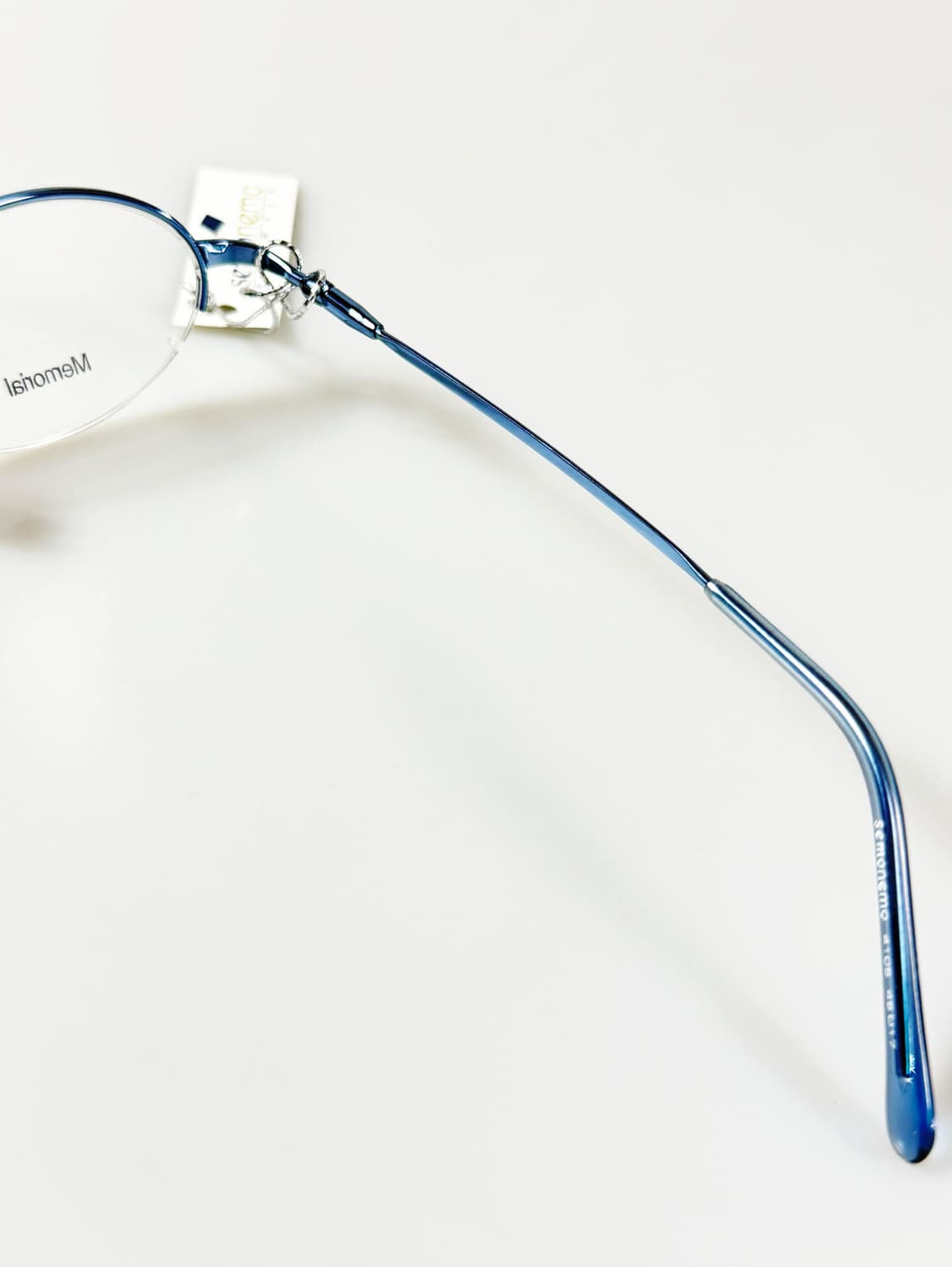 SEMONEMO 블루 메탈 티타늄 오벌 반무테 빈티지 안경 상품이미지6