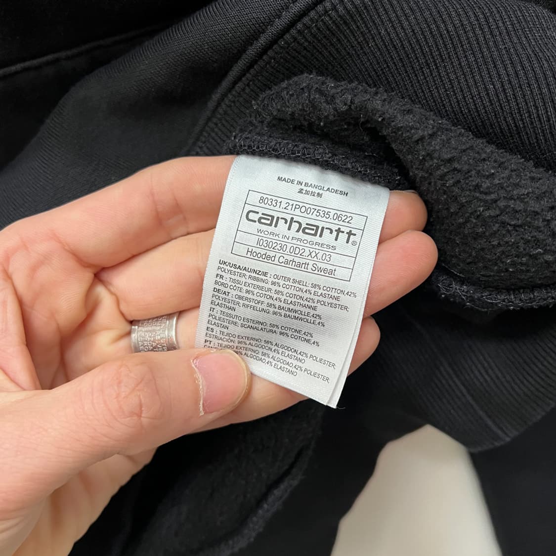 칼하트 WIP 로고 블랙 스웻 후드티 M 상품이미지4