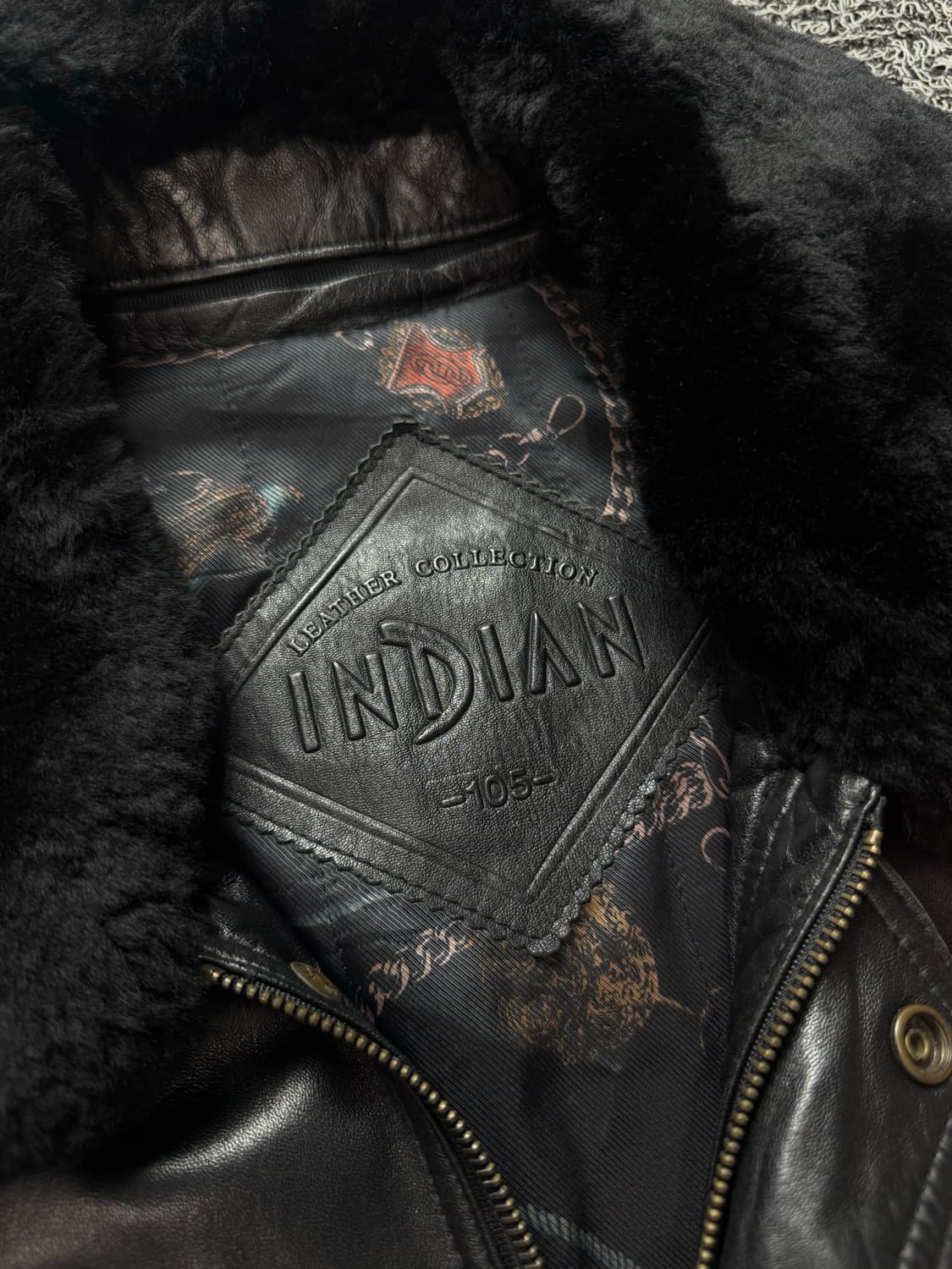 INDIAN 아카이브 램스킨 블랙 레더 봄버 무스탕 1373 상품이미지4
