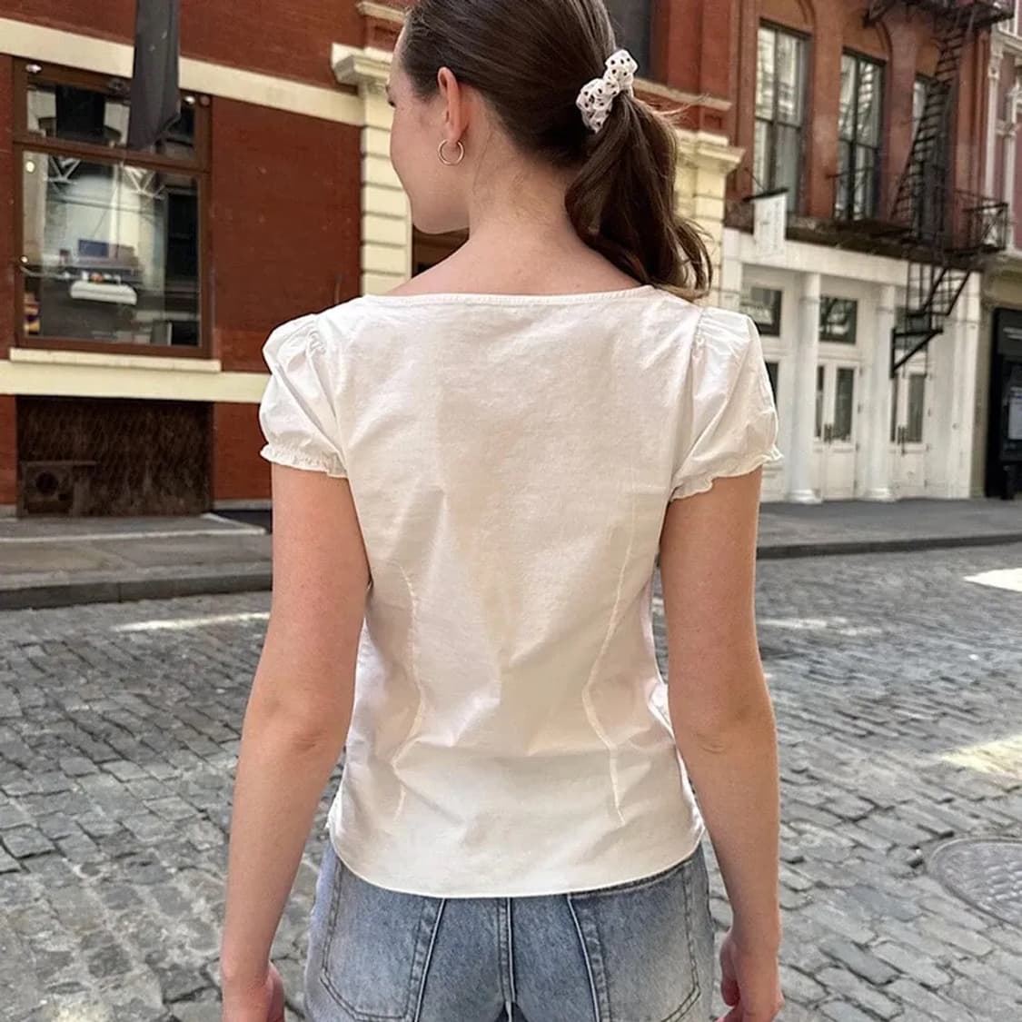 브랜디멜빌 반팔 퍼프 레이스 반팔 블라우스 상품이미지2