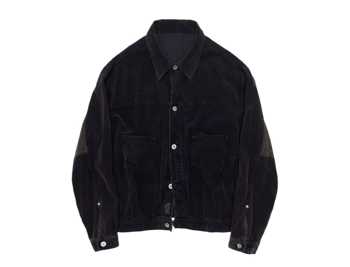 폴리테루 1011 페이즐리 트러커 자켓 코듀로이 다크 퍼플 네이비 상품이미지1