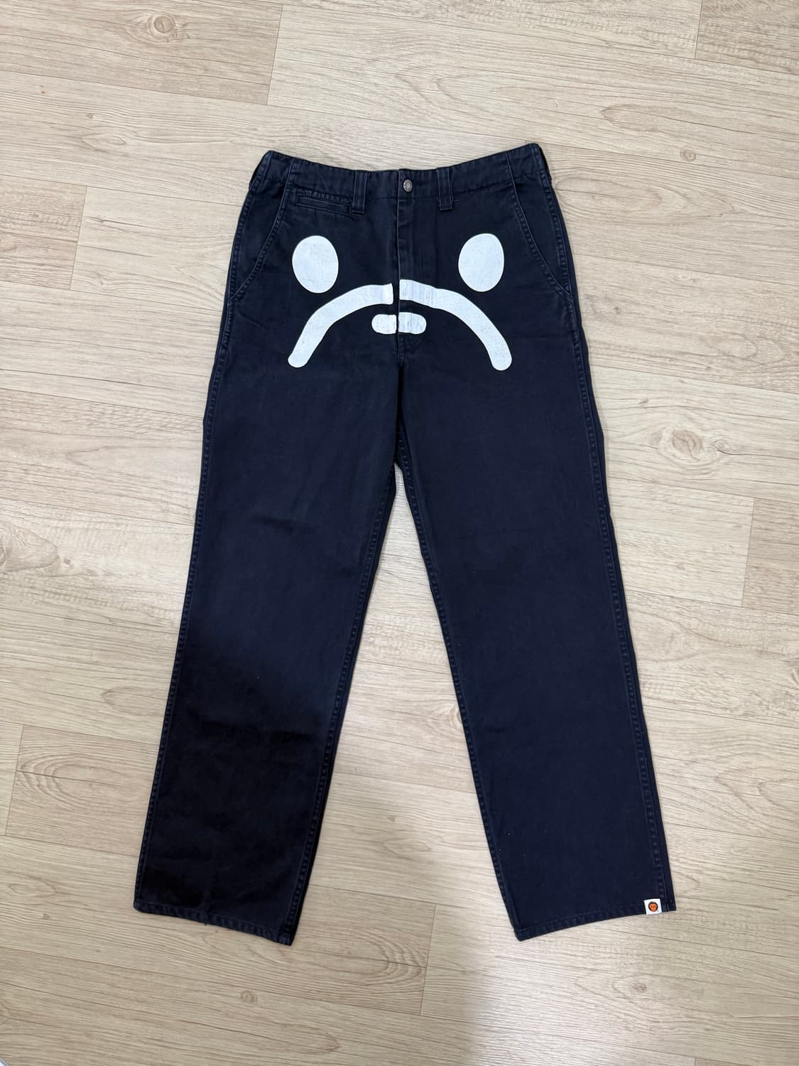 2000년도 베이프 어센틱 마일로 SAD FACE 팬츠 블랙 상품이미지1