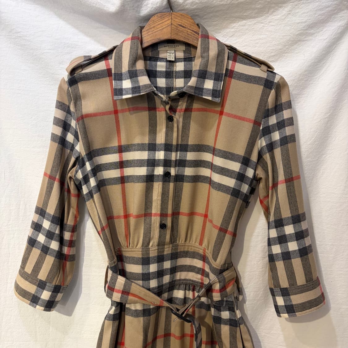 버버리 체크 셔츠 원피스 벨트 세트 상품이미지2