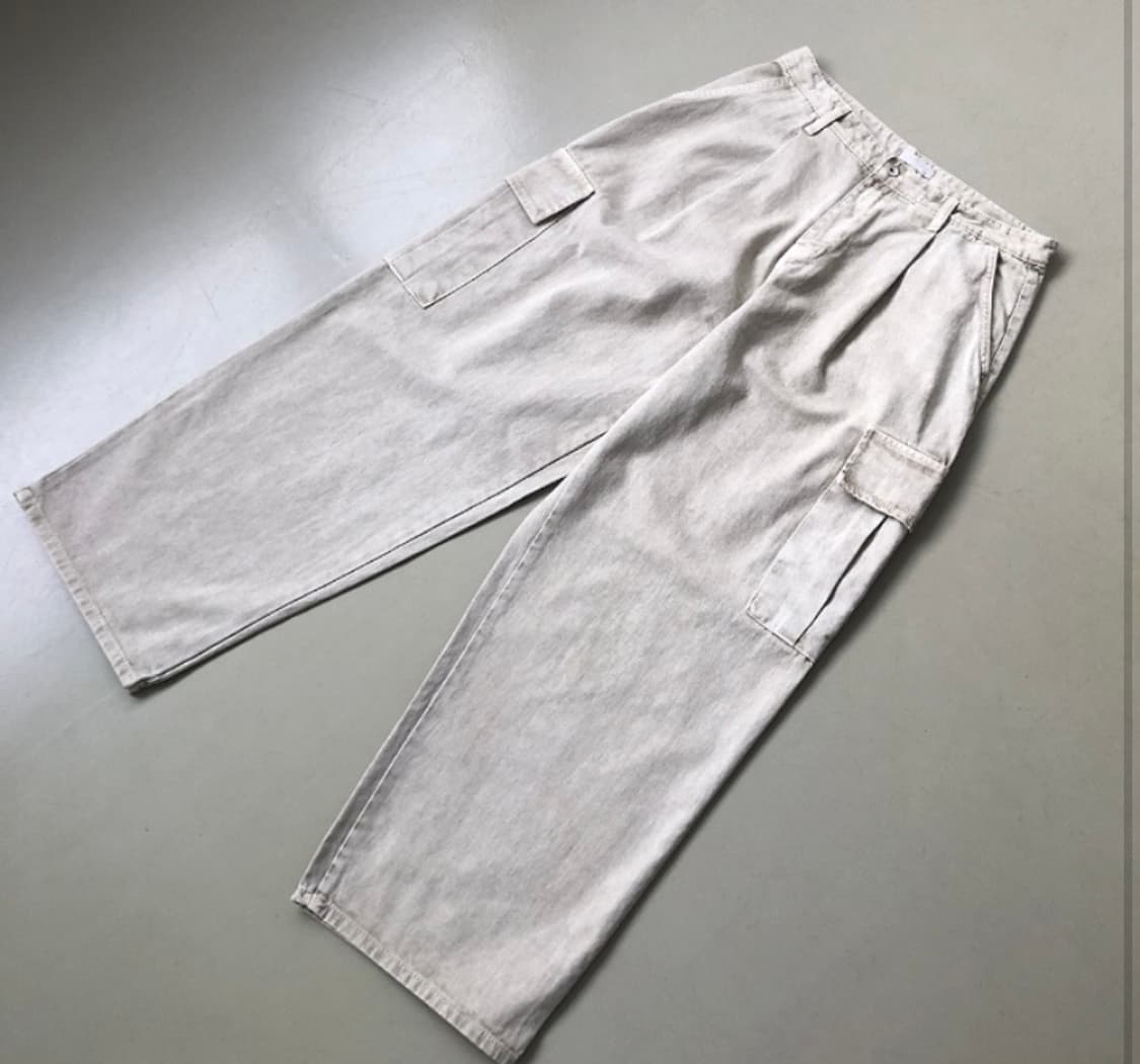 ESSU 원턱 빈티지 와이드 카고 팬츠 샌드 M 상품이미지6