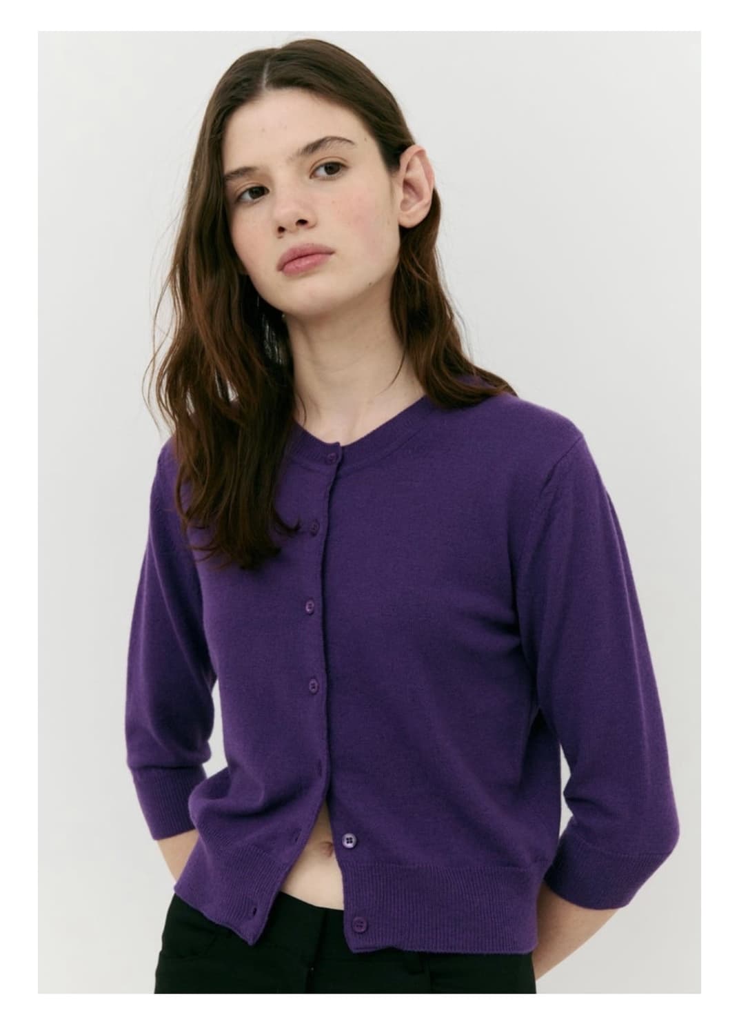 아르토 3/4 sleeve cardigan purple 상품이미지1