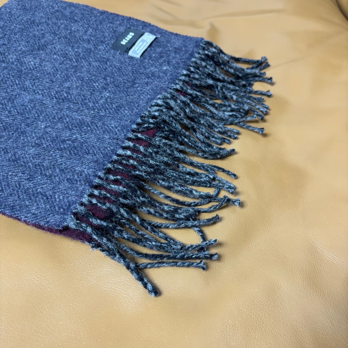 Beams 빔즈 하운드투스 그레이 머플러 목도리 Gray/Burgundy 상품이미지4