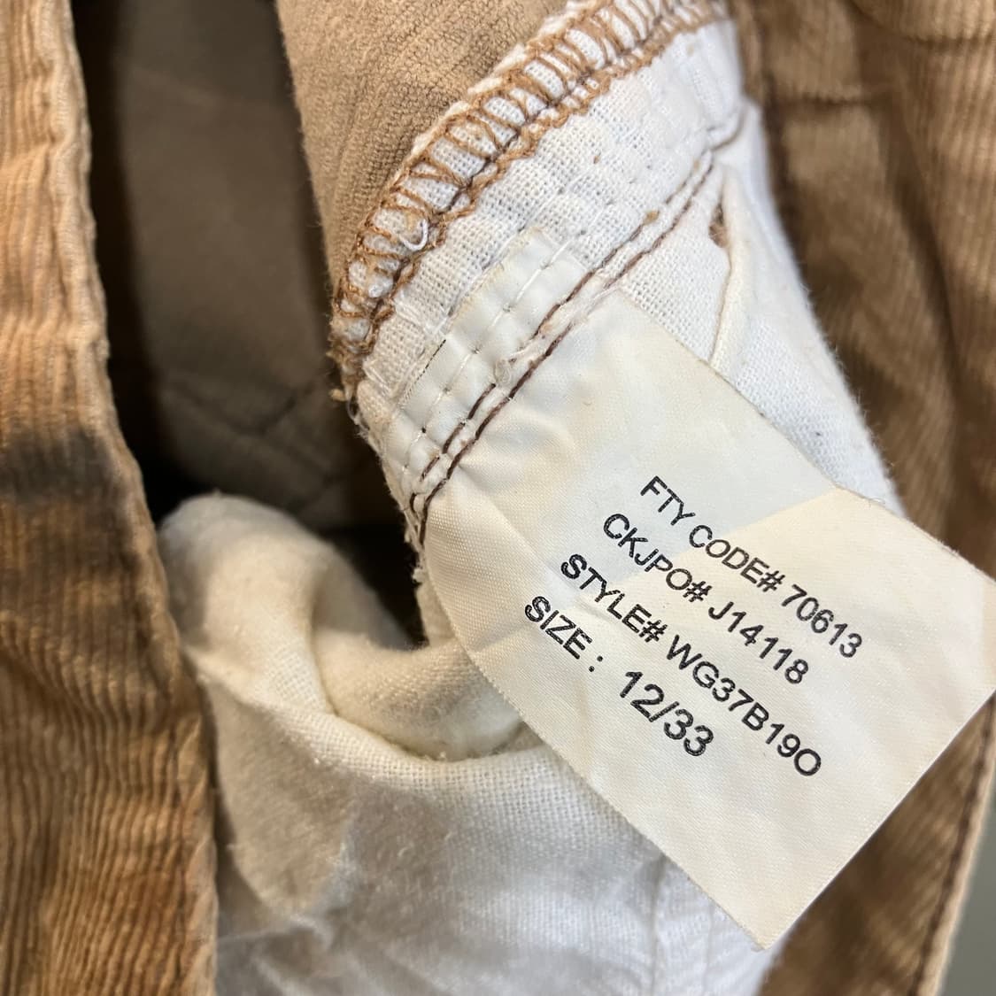 캘빈클라인 베이지 코듀로이 팬츠 33 상품이미지6