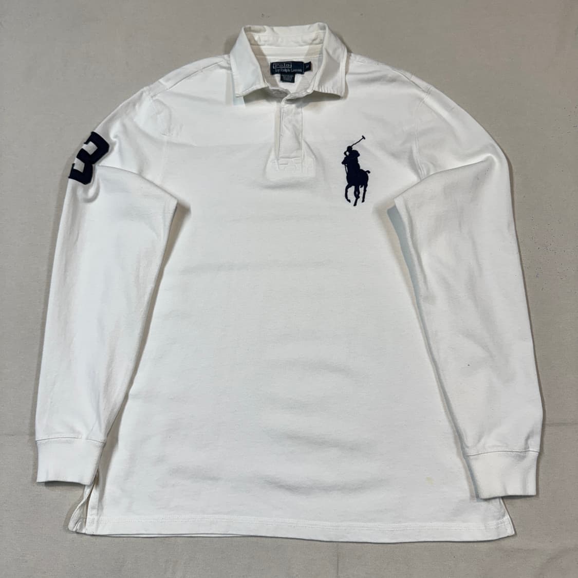M) 폴로 랄프로렌 빅포니 화이트 럭비티 긴팔 카라티 상품이미지1