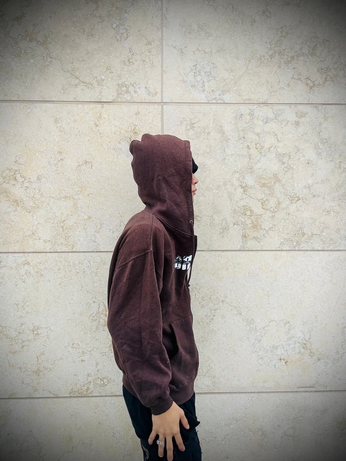 “Vintage” Y2K Print Brown Hoodie zip Up 상품이미지3