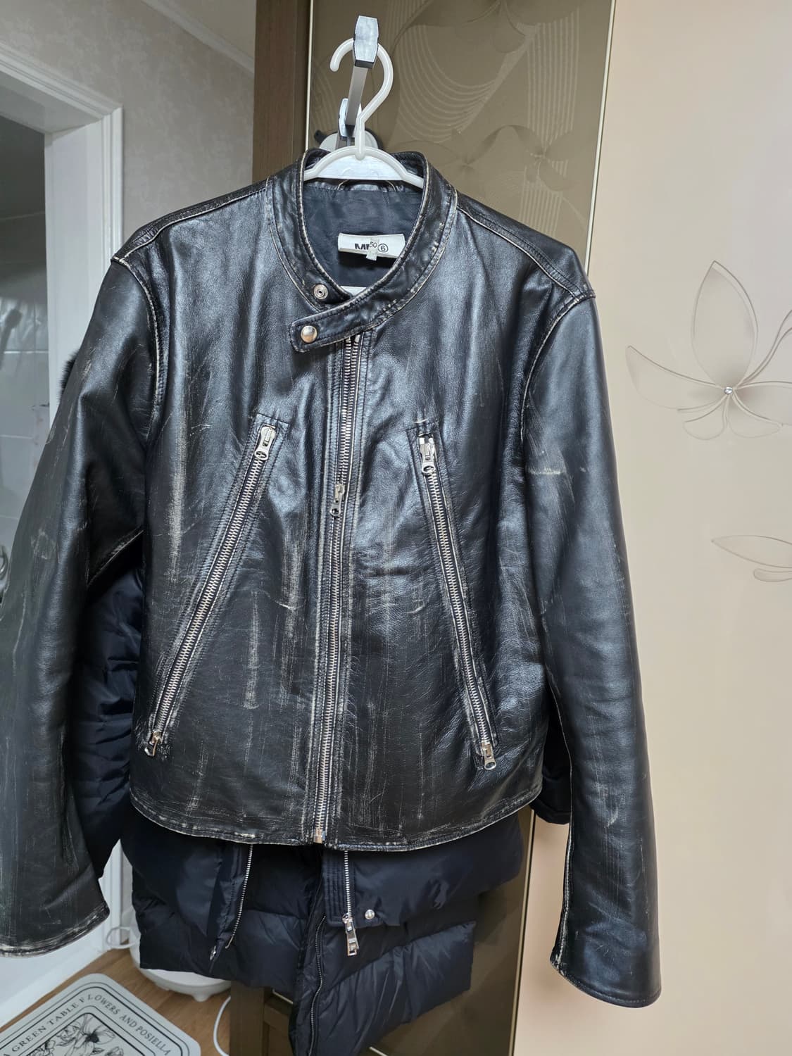(급처) Mm6 메종 마르지엘라 5 zip 가죽 자켓 50사이즈 상품이미지1