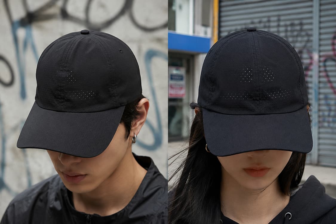 Free(OS) UV 자외선 차단 여름 메쉬 남녀공용 볼캡/모자 블랙 상품이미지1
