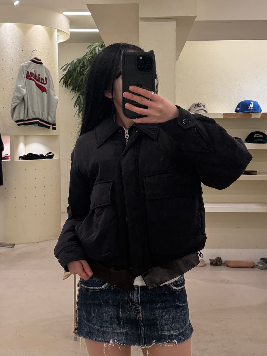 인사일런스 나일론 누빔 크롭 자켓 U79 상품이미지1