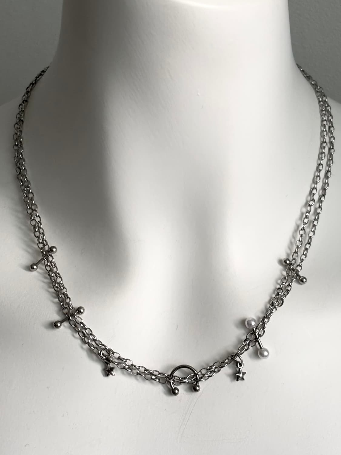 Piercing two chain necklace 상품이미지2