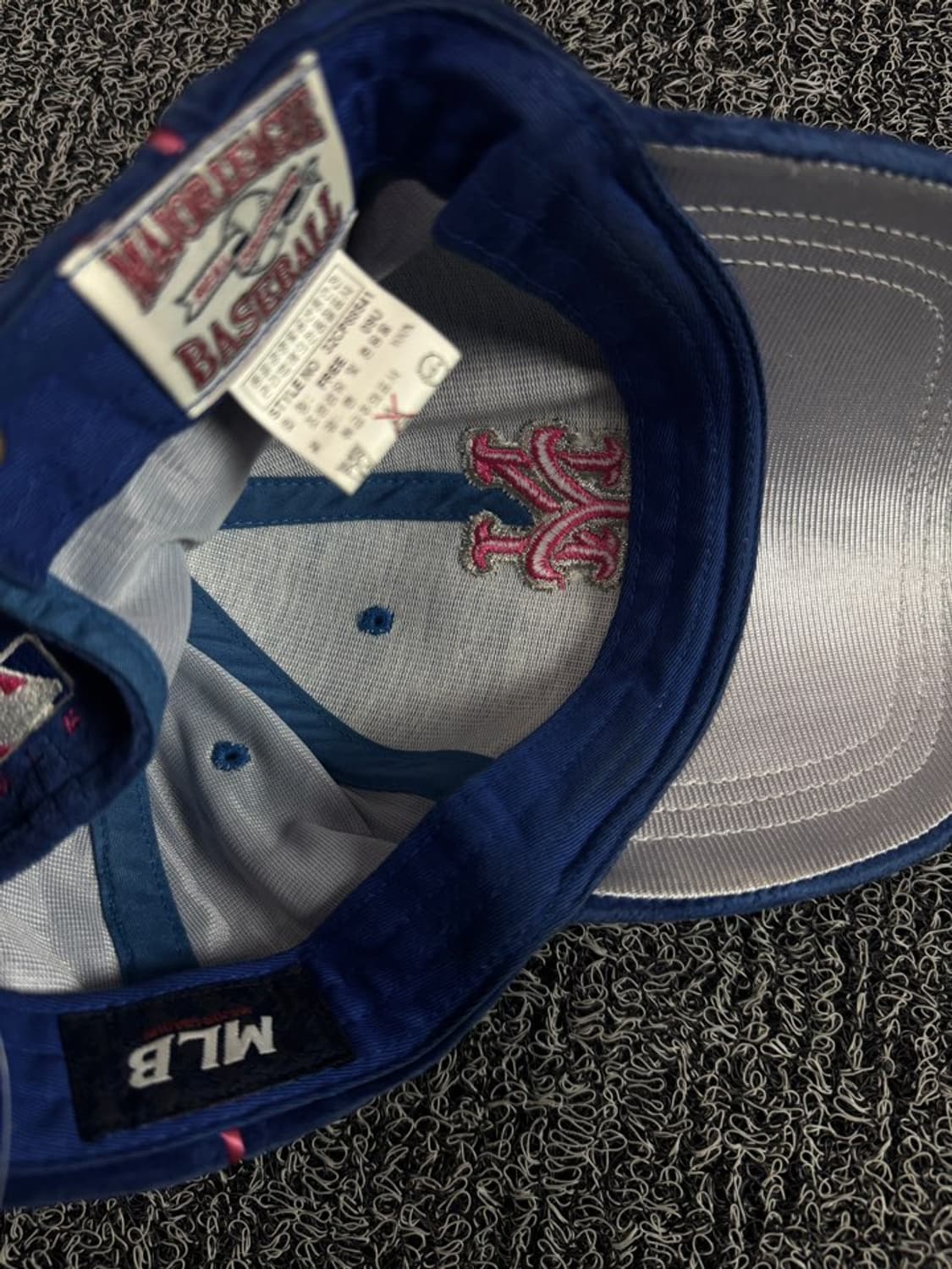 00s MLB 올드스쿨 뉴욕 메츠 벨벳 베이스볼 캡 상품이미지4